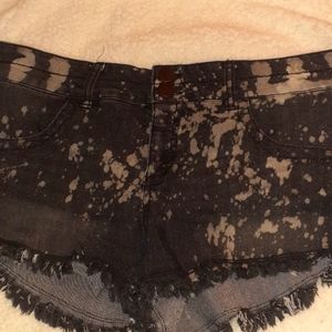 Acid Washed Black Jean Shorts